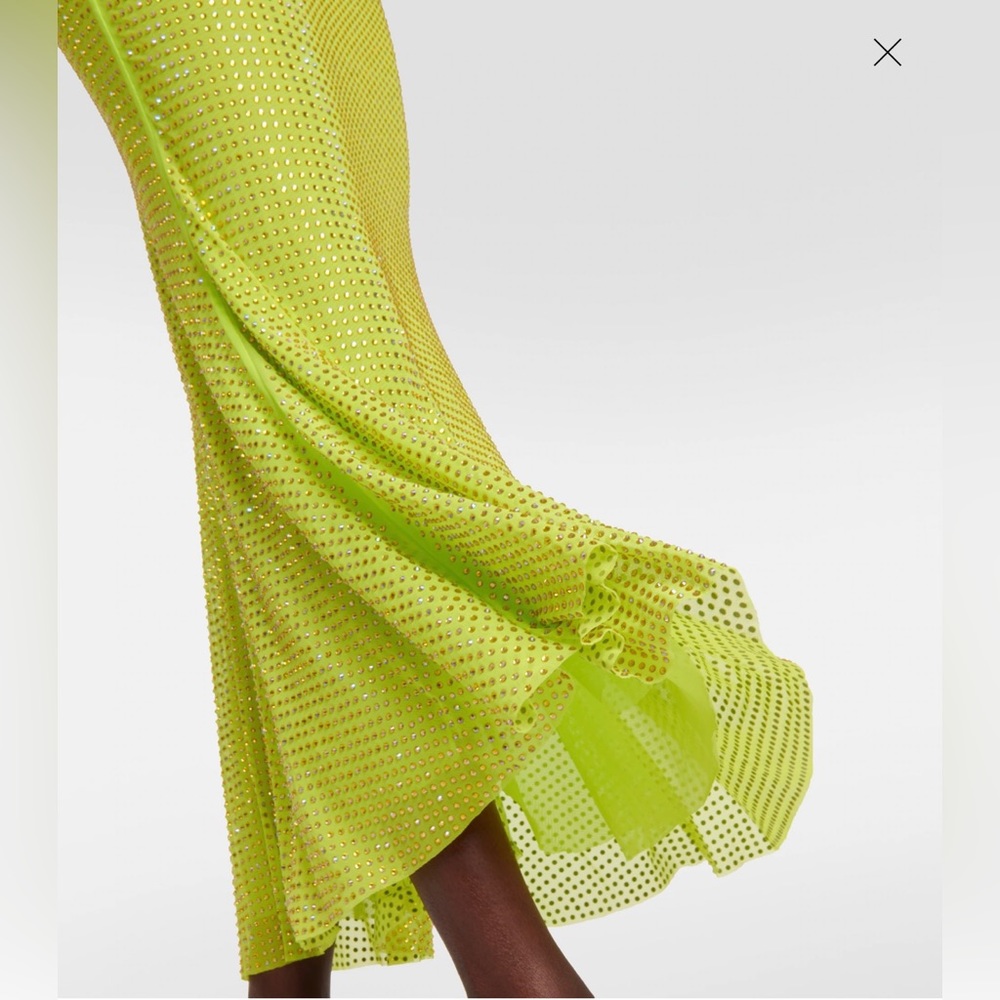 Self-Portrait lime rhinestone midi dress. Size 2. - Picture 5 of 6
